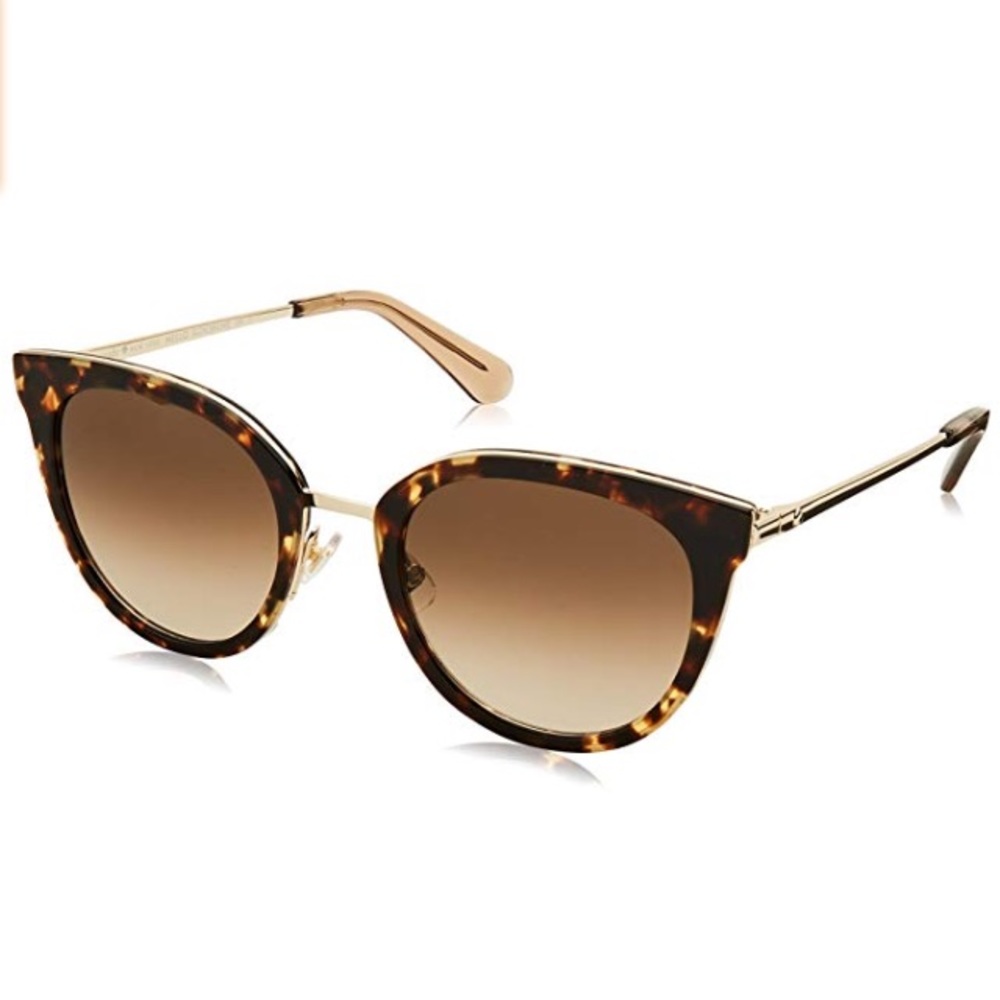 Kate Spade Jazzlyn Havana Gold Cat-Eye Sunglasses - Picture 2 of 8